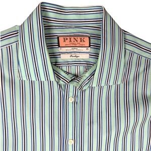 PINK Thomas Pink Jermyn Street London Men's Striped Cotton Dress Shirt 17 35